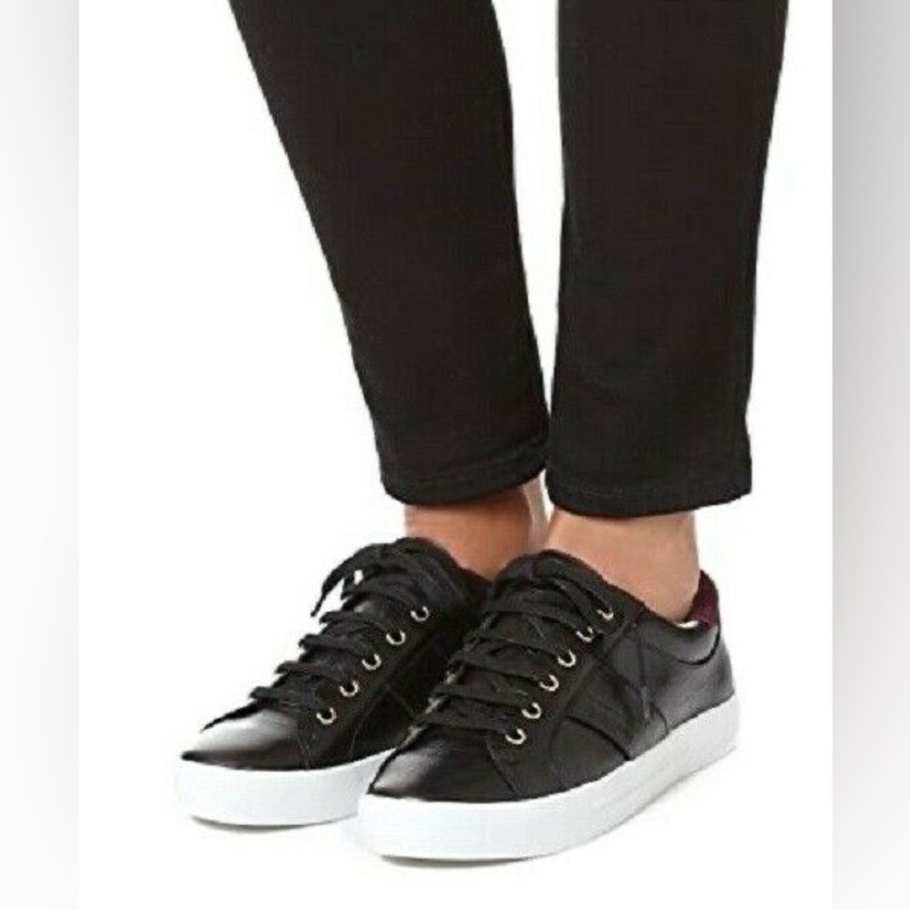 Joie Dakota Black Croc embossed sneakers